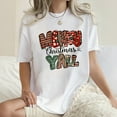 thumbnail image 1 of Merry Christmas Tshirt Merry Christmas Yall Print Short Sleeve Shirt for Women, 1 of 4