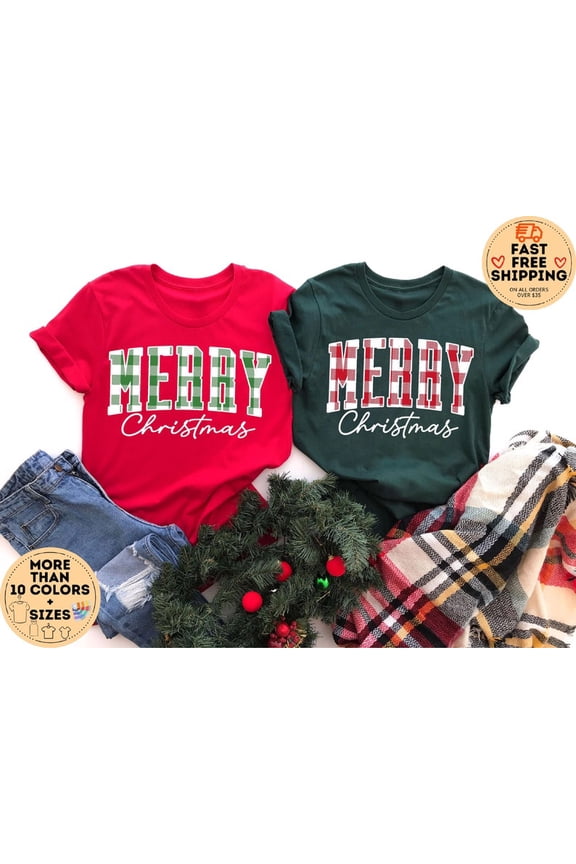 Merry Christmas Tshirt, Xmas Gift Idea, Christmas Shirts for Woman, Holiday Shirts, Family Christmas Pajamas