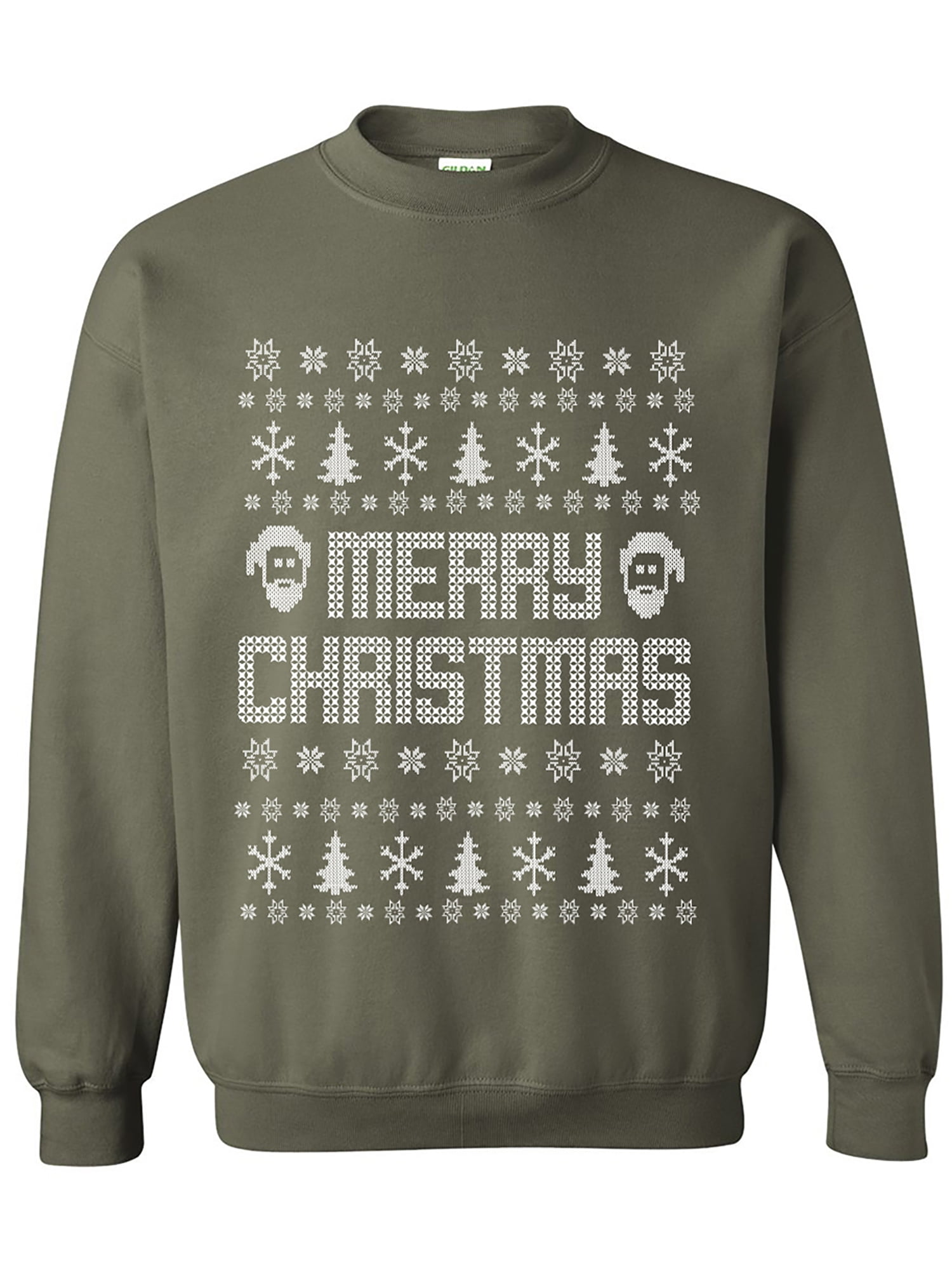 Zerogravitee Merry Christmas Ugly Holiday Sweatshirt - Crewneck, Festive Pattern, 50/50 Cotton Blend
