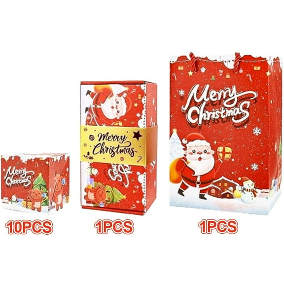 Merry Christmas Up Gift Box Thicken Paper Santa Claus Folding Box Green Box Gifts Holiday Red Explosion Gift