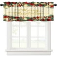 thumbnail image 1 of Merry Christmas Valance Curtains,Xmas Baubles Snowflakes Pine Trees Decors Xmas Holiday Theme Print Small Window Treatments For Kitchen Living Room Decor Rod Pocket Valances 54x18 Inch,1 Panel, 1 of 6
