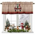 thumbnail image 1 of Merry Christmas Valances for Windows, 42 x 18in, Red Xmas Trucks Gnome Pine Tree Plaid Wooden Rod Pocket Kitchen Valance Curtain Light Filtering Window Treatments for Living Room Bedroom, 1 Panel, 1 of 7