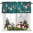 thumbnail image 1 of Merry Christmas Valances for Windows, 54 x 18in, Decorative Balls Candy Stars Green Texture Rod Pocket Kitchen Valance Curtain Light Filtering Window Treatments for Living Room Bedroom, 1 Panel, 1 of 7