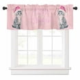thumbnail image 1 of Merry Christmas Valances for Windows Cat Red Christmas Hat Pink Style Rod Pocket Curtain Valance Window Treatment Short Curtains for Kitchen Living Room, 60"x18", 1 of 5
