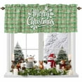 thumbnail image 1 of Merry Christmas Valances for Windows, Poinsettia Winter Snowflake Green Plaid Rod Pocket Valance Short Window Treatments Curtains for Kitchen Bathroom Bedroom Decor, 42 x 12 In, 1 of 9