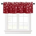 thumbnail image 1 of Merry Christmas Valances for Windows Snowflakes Polka Dots Red Texture Rod Pocket Curtain Valance Window Treatment Short Curtains for Kitchen Living Room, 42"x12", 1 of 5