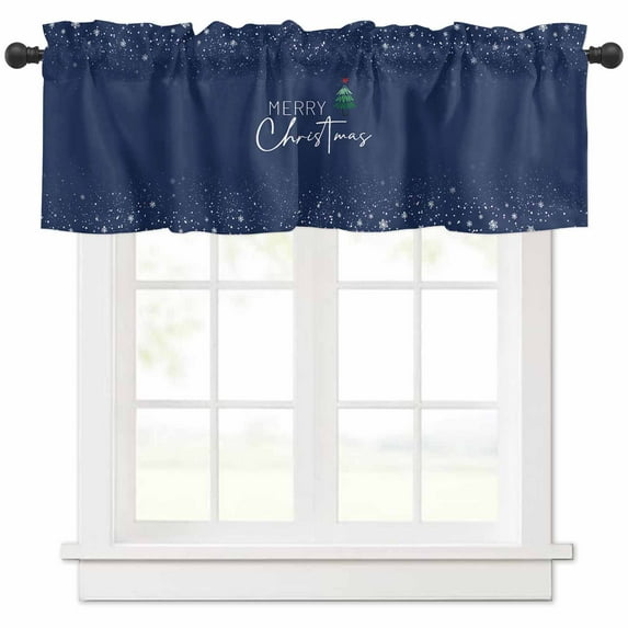 Merry Christmas Valances for Windows, Xmas Tree Light Filtering Window Treatment Valances, Rod Pocket Small Curtains for Kitchen/Bathroom, 60"x14"