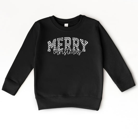 Merry Christmas Varsity Checkered - Toddler Graphic Sweatshirt