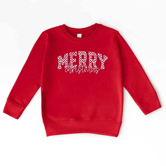 Merry Christmas Varsity Checkered - Toddler Graphic Sweatshirt