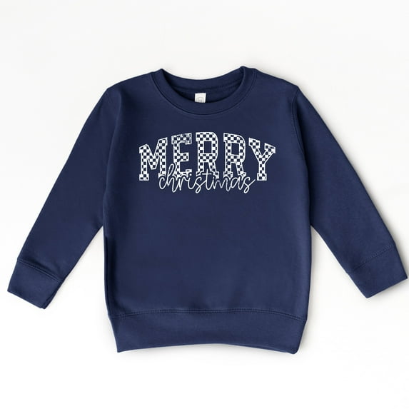 Merry Christmas Varsity Checkered - Toddler Graphic Sweatshirt