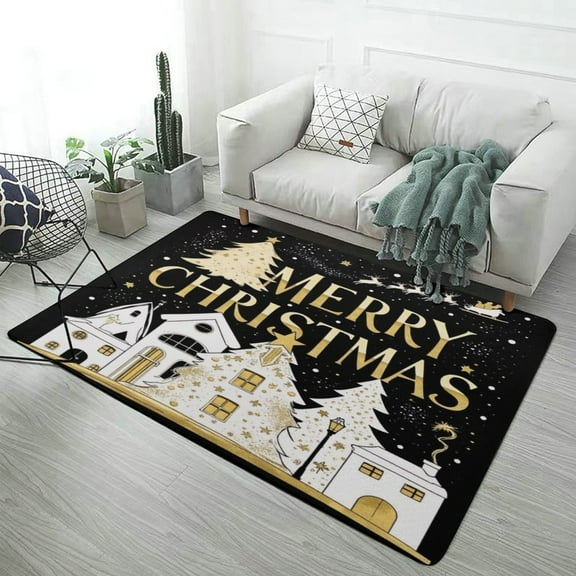 Merry Christmas Village Scene Carpet Style Living Room Bedroom Rug Soft Carpet Modern 3d Entry Door Mats Household