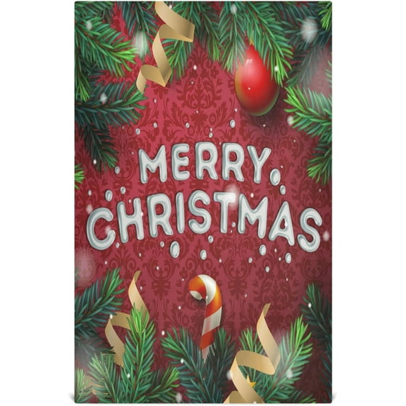 Merry Christmas Vintage Pine Branch Red Kitchen Towel, Dish Towels Quick Drying Tea Towels Absorbent Hand Towels for Kitchen Sink Dinner Table 28 x 18 Inches, Set of 4