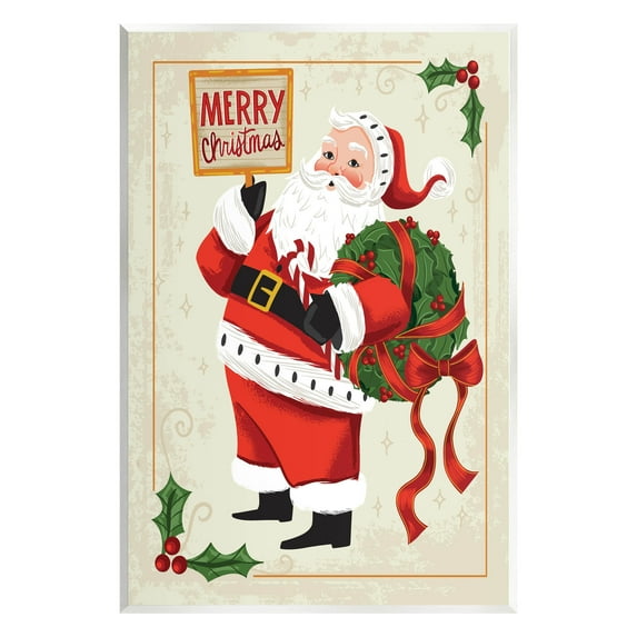Merry Christmas Vintage Santa Holiday Graphic Art Unframed Art Print Wall Art