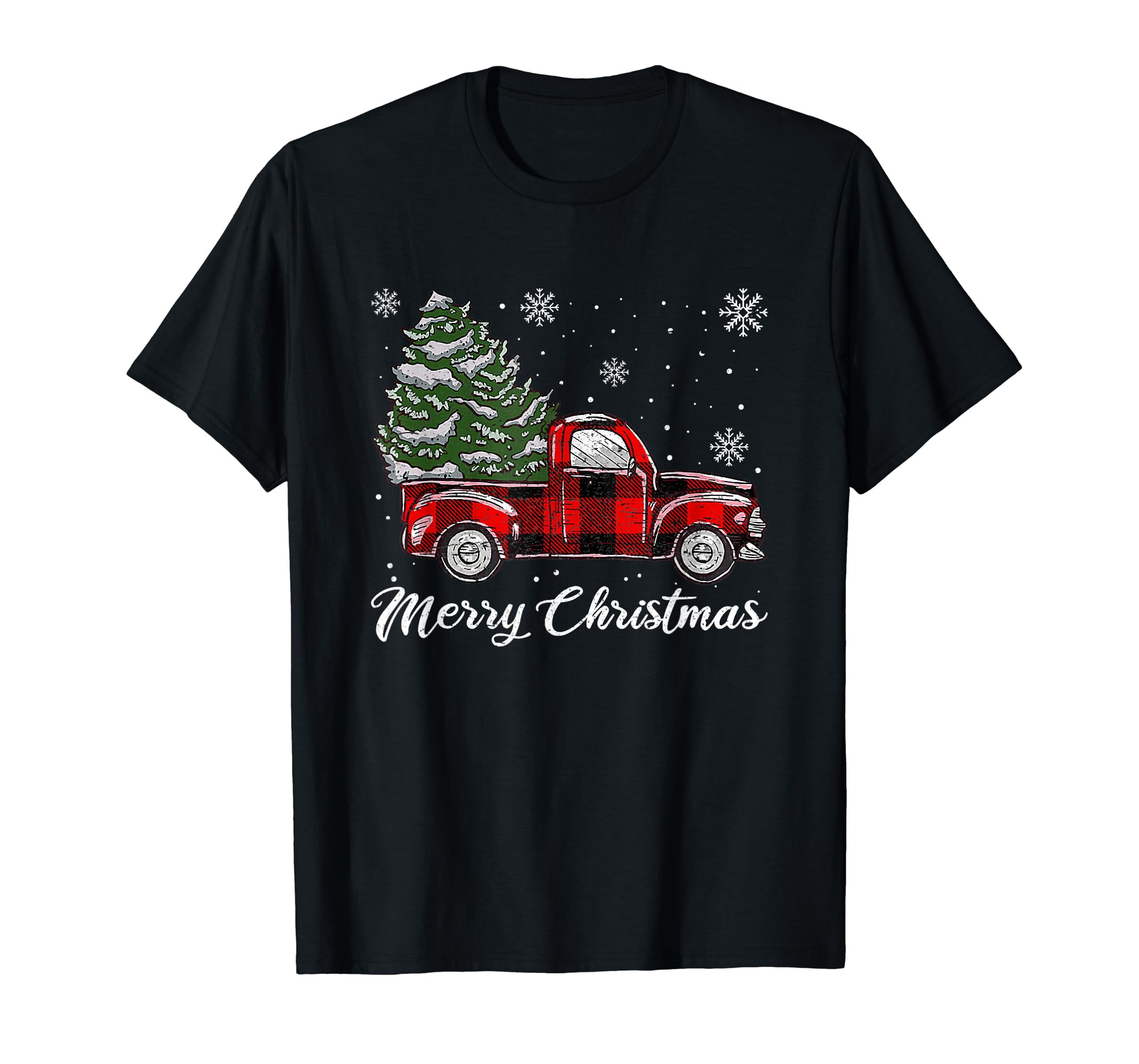 Merry Christmas Vintage Tree Red Truck Pajamas Women Men T-Shirt ...