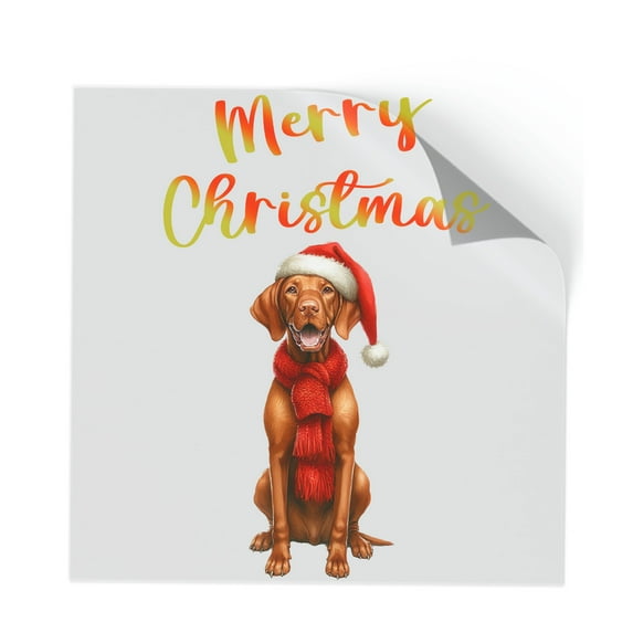 Merry Christmas Vizsla Enjoys Woofmas Winter Xmas Holiday Cutout Transfer Sticker Vizslas Dog Lover Gifts Idea Transparent Decal Art Decor - 02022