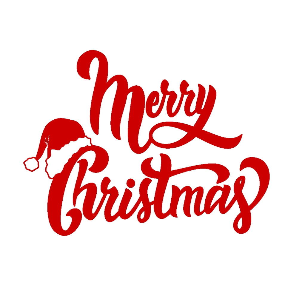 Merry Christmas Wall Decals Santa Hat Wall Stickers PVC Romovable Home