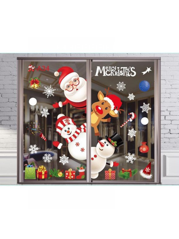 Merry Christmas Wall Stickers Xmas Window Stickers Decorations For Home Wall Glass Stickers New Year Home Decorations Supplies
