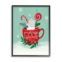 Merry Christmas Warm Cocoa Holiday Graphic Art Black Framed Art Print Wall Art