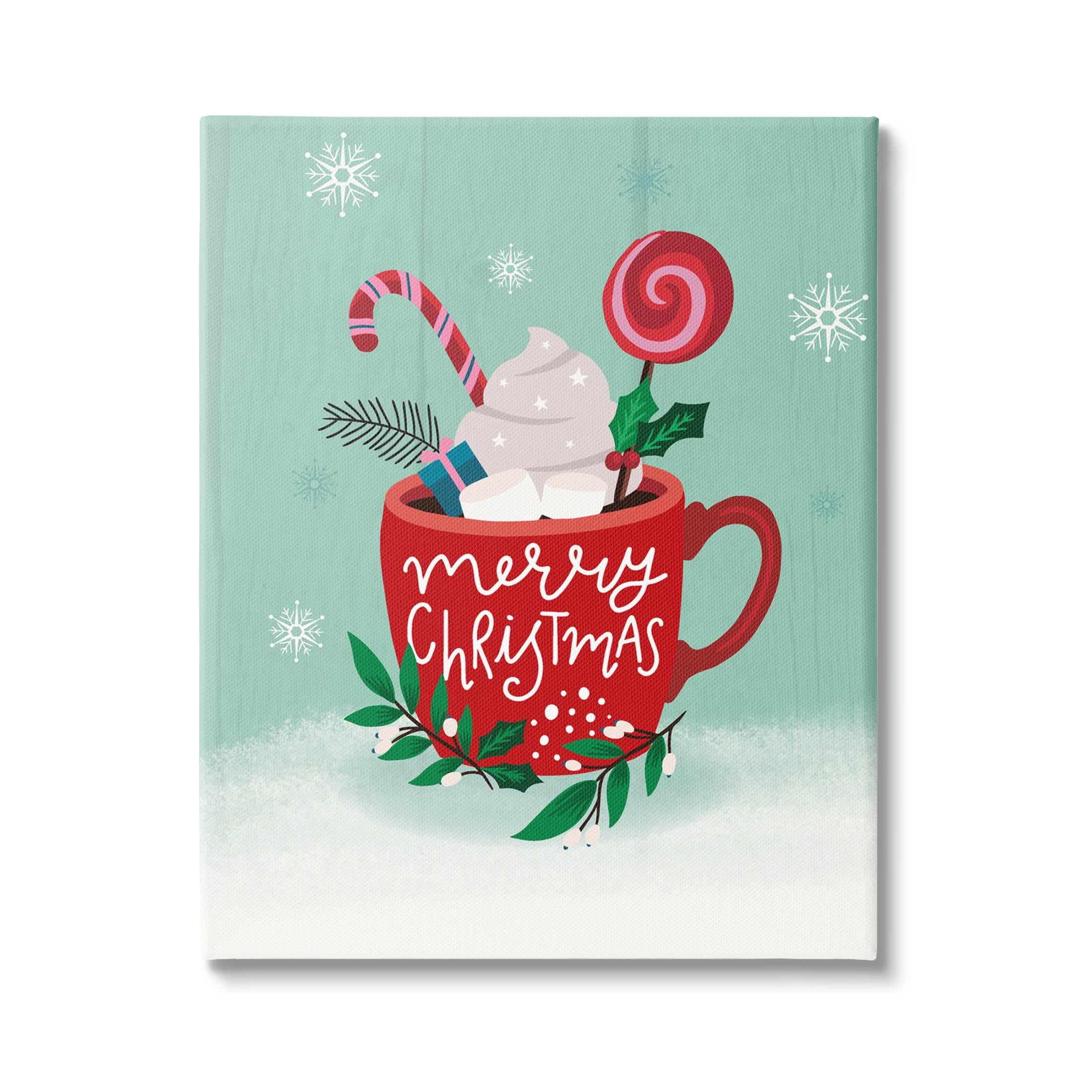 Merry Christmas Warm Cocoa Holiday Graphic Art Gallery Wrapped Canvas Print Wall Art