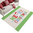 thumbnail image 1 of Merry Christmas Washable Area Rug 3 x 5 ft Boho Cute Santa Face Stars Beige Green Soft Non‑Slip Rugs Stain Repellent Indoor Mats for Entry Foyer, Apartment Living Corner Dining Nook, 1 of 9