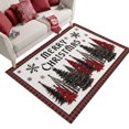 thumbnail image 1 of Merry Christmas Washable Area Rug 4 x 6 ft Black Red Xmas Tree Snowflakes Plaid Border Soft Non‑Slip Rugs Stain Repellent Indoor Mats for Living‑Room, Guest Bedroom, Casual Dining Room, 1 of 9
