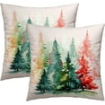 thumbnail image 1 of Merry Christmas Watercolor Forest Pillowcase Set of 2 Christmas Tree Throw Pillows Square 20x20 Inch Winter Xmas Pillow Cushion Covers Holiday Decoration for Home Living Room Bed Sofa Outdoor, 1 of 8