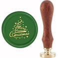 thumbnail image 1 of Merry Christmas Wax Seal Stamp Christmas Tree Sealing Stamp 30mm/1.18inch Removable Brass Head Sealing Stamp with Wooden Handle Invitations Greeting Cards Wrap, 1 of 9