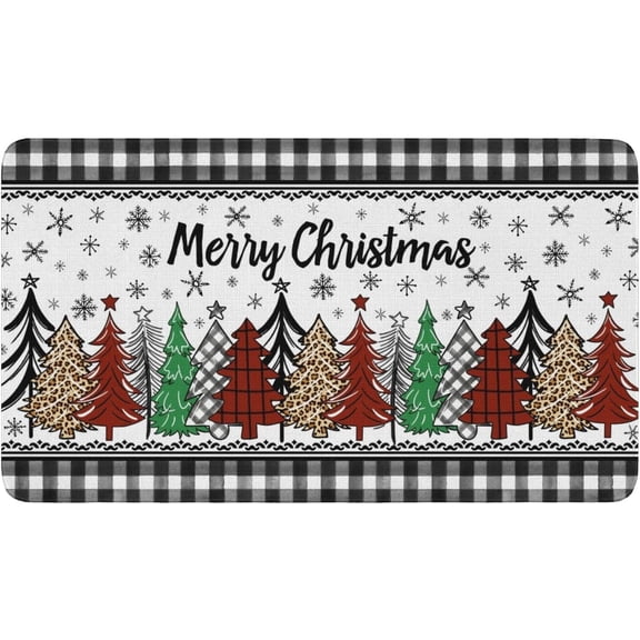 Merry Christmas Welcome Door Mat 30x17 Inch Christmas Tree Doormat Indoor Outdoor Entrance Floor Mats Non-Slip Washable Winter Xmas Holiday Home Decor Rugs