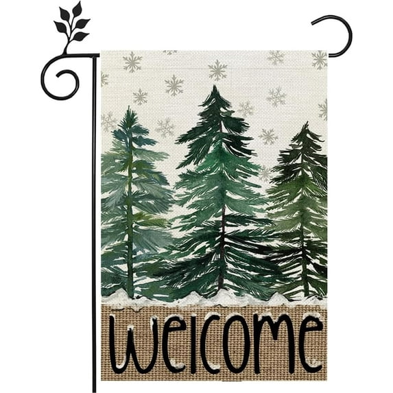 Merry Christmas Welcome Garden Flag 12.5x18 Double Sided Christmas Tree Xmas Winter Holiday Yard Outdoor Yard Lawn Flag Decoration Flag -A 12.5x18