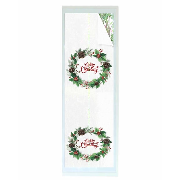 Merry Christmas Window Privacy Film Stained Glass Window Film Decorative Windows Cover Static Windows Cling for Glass Door Winter Xmas Holly Berries Plant Stickers for Bathroom 29.5"x118"