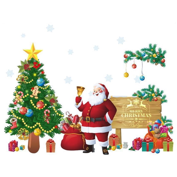 Merry Christmas Window Sticker Xmas Tree Wall Sticker Decals Removable Diy Window Door Xmas