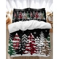 thumbnail image 1 of Merry Christmas Winter Bedding Duvet Cover Set Full Size 4 Pieces Red Green Plaid Leopard Xmas Tree Black Bedding Set with Zipper Closure,1 Comforter Cover 86x86 Inches 1 Flat Sheet & 2 Pillow Cases, 1 of 7