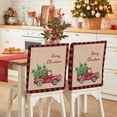 thumbnail image 1 of Merry Christmas Winter Chair Covers Set of 4 Red Truck Red Plaid Xmas Linen Chair Back Covers Stretch Removable Washable Slipcovers Protector for Dining Room Kitchen Party Decor, 1 of 5