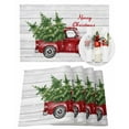 thumbnail image 1 of Merry Christmas Winter Placemats Set of 1 Red Truck Tree Gray Wood Grain Heat Insulation Washable Place Mats, Rustic Non-Slip Table Mats for Dining Table Party Kitchen Decor,13x19 Inch, 1 of 4