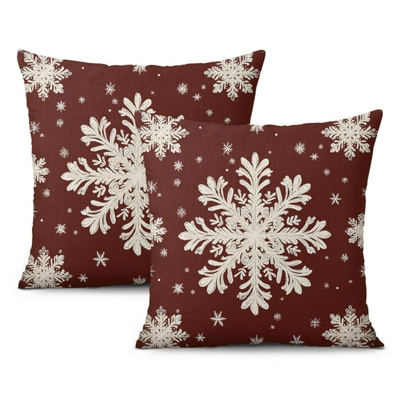 Merry Christmas Winter Snowflake Throw Pillows Cover Modern Throw Pillow Case 2 Pieces Vintage Throw Cushion Case for Couch Sofa Bed Farmhouse