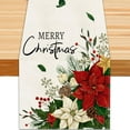 thumbnail image 1 of Merry Christmas Winter Table Runner, 13x72 inch Red Floral Holly Berry Vintage Xmas Seasonal Holiday Kitchen Dining Table Runners for Home Indoor Mantel Party Farmhouse Decoration, 1 of 7