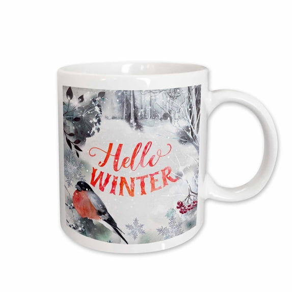 3drose, Merry Christmas-wishes-wintry Fox Animal Forest Illustration, 15oz Mug