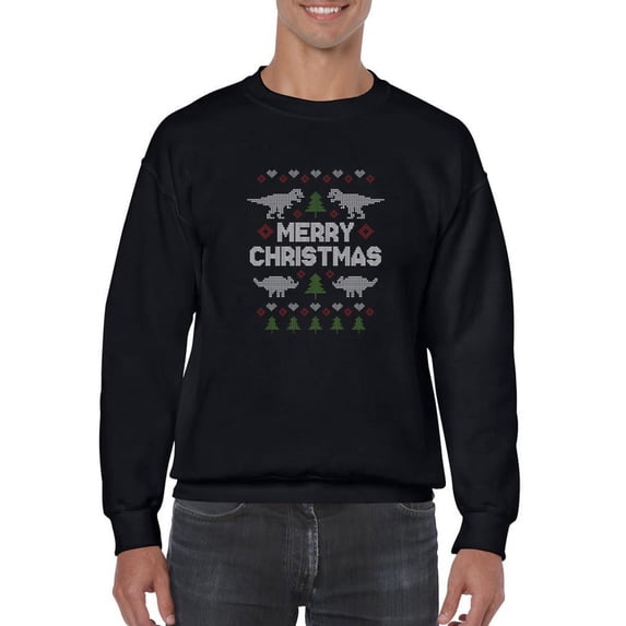 Merry Christmas With Dinosaurs Sweatshirt Men -Smartprints Designs, Male XX-Large