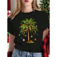 thumbnail image 1 of Merry Christmas Women's T-Shirt Christmas Palm Tree Light Hawaiian Tropical Xmas T-Shirt, 1 of 7
