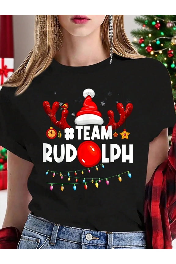 Merry Christmas Women's T-Shirt Team Rudolph-Cool Christmas Reindeer Costume T-Shirt