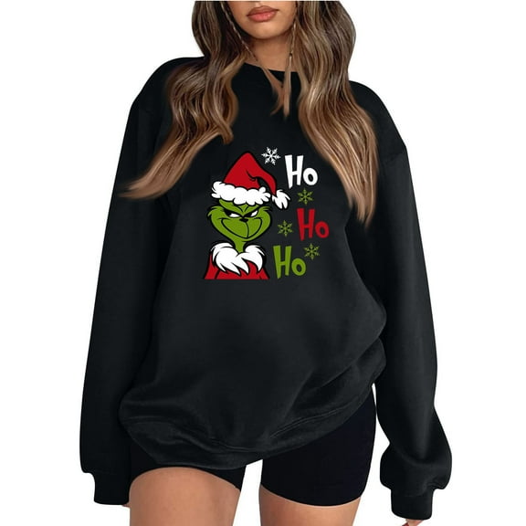 Merry Christmas Womens Sweatshirt Christmas Tree Graphic 2025 Cute Xmas Holiday Long Sleeve Pullover Dark Gray Large