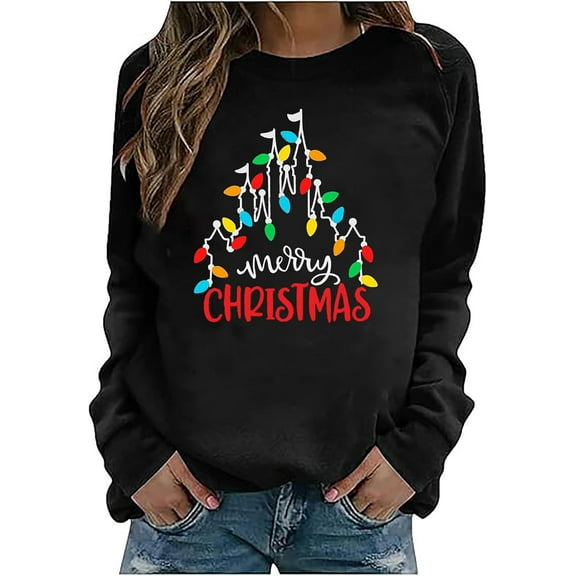 Merry Christmas Womens Sweatshirt – Cozy Long Sleeve Crewneck Pullover Top