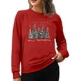thumbnail image 1 of Merry Christmas Womens Sweatshirt – Cozy Long Sleeve Crewneck Pullover Top, 1 of 7