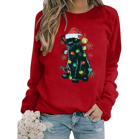 Merry Christmas Womens Sweatshirt – Cozy Long Sleeve Crewneck Pullover Top
