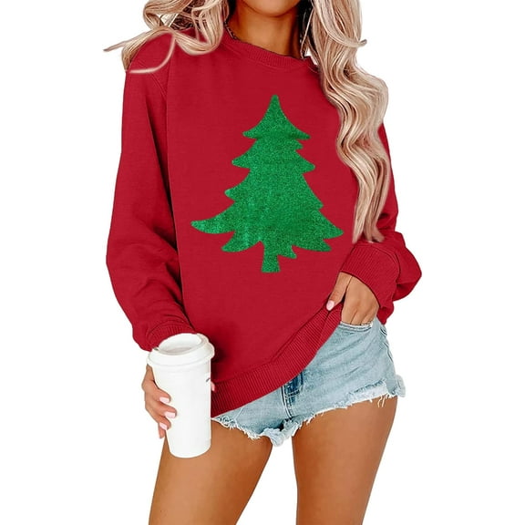 Merry Christmas Womens Sweatshirt – Cozy Long Sleeve Crewneck Pullover Top