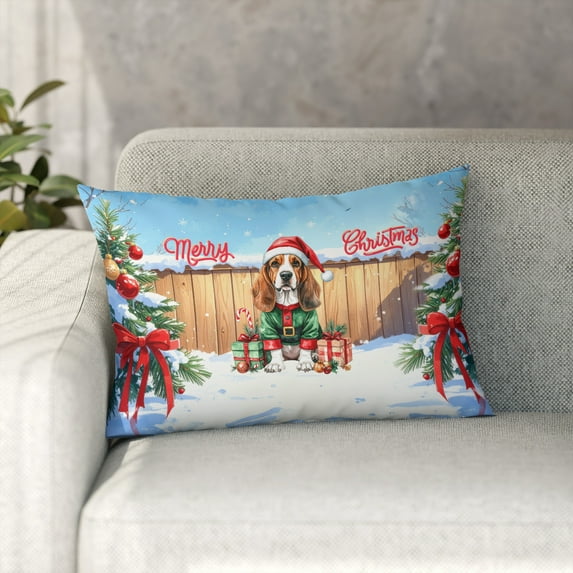 Merry Christmas Woofmas Xmas Noel Basset Hound Elf Candy Cane Snow Pillowcase Double Sided Bassets Dog Breed Lovers Gifts Idea Pillow Case Covers - 13017