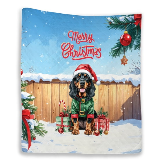 Merry Christmas Woofmas Xmas Noel Bloodhound Elf Candy Cane Snow Quilt Blanket Dog Lover Cozy Comforter Throw Blanket - 13017