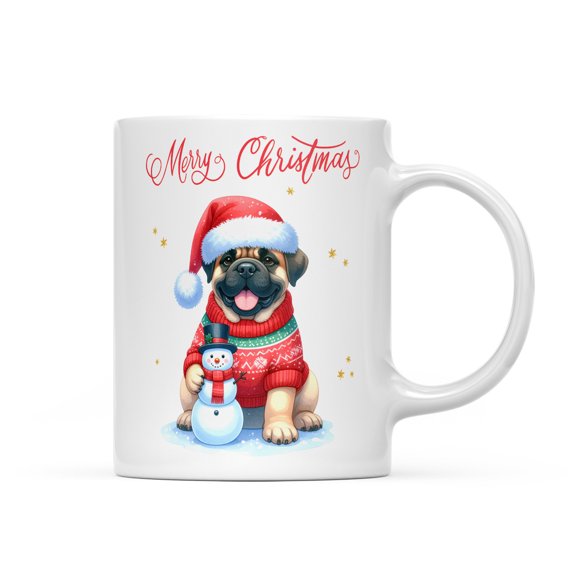 Merry Christmas Woofmas Xmas Noel Bullmastiff Santa Snowman Mug Dog Lover Coffee Tea Cup - 13016