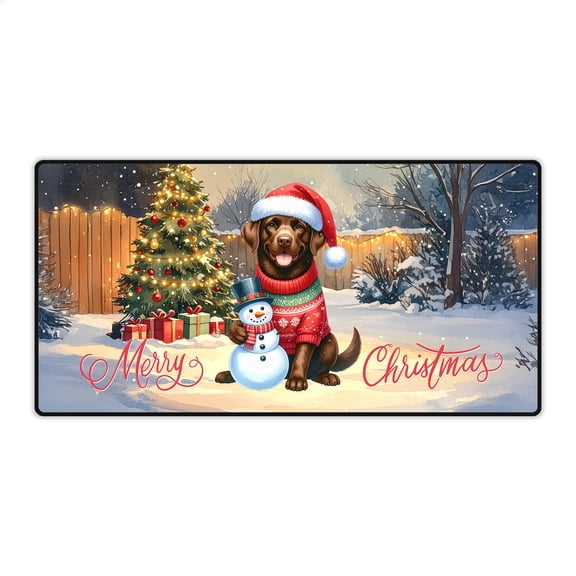 Merry Christmas Woofmas Xmas Noel Chesapeake Bay Retriever Santa Snowman Desk Mat Full Keyboard Mouse Pad Chessie Dog Lover Large Mousepad - 13016