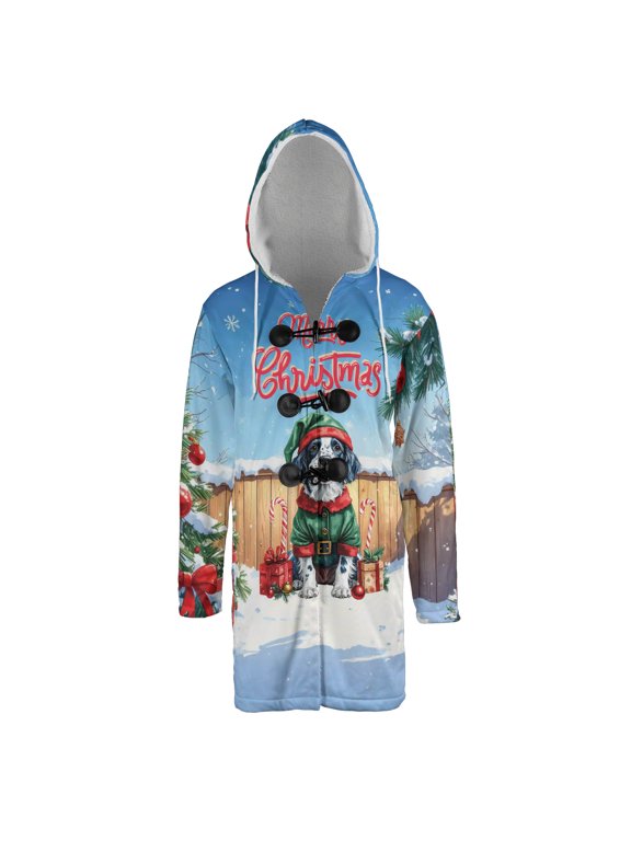 Merry Christmas Woofmas Xmas Noel English Setter Elf Candy Cane Snow All Over Print 3D Hooded Duffle Toggle Coat Dog Lover - 13017